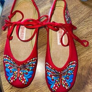 Chinese Old Beijing Flats Casual Butterfly Shoes Size 41
